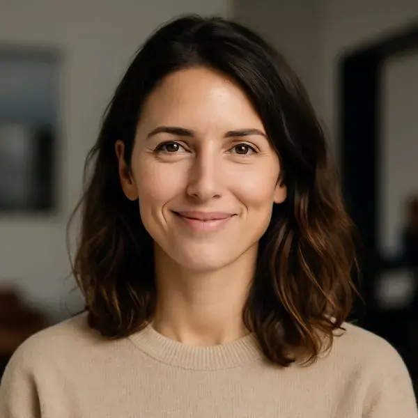 Retrato profesional de Claudia Romero, clienta de Faja Export Colombia, dando testimonio positivo