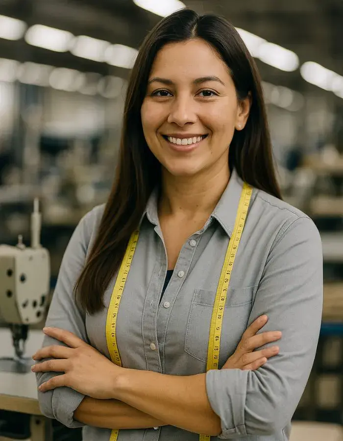 Retrato vertical de Daniela Murillo, gerente de producción en Faja Export Colombia